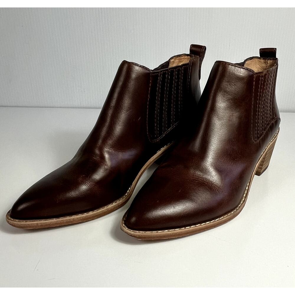 Madewell Chelsea Bonham Boots Size 6 Brown Pull On Pointed Toe Leather Booties - Picture 4 of 9